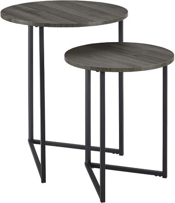 Yuvarlak Metal Taban Yan Oturma Odası Depolama 24 &quot;H Küçük Sehpa