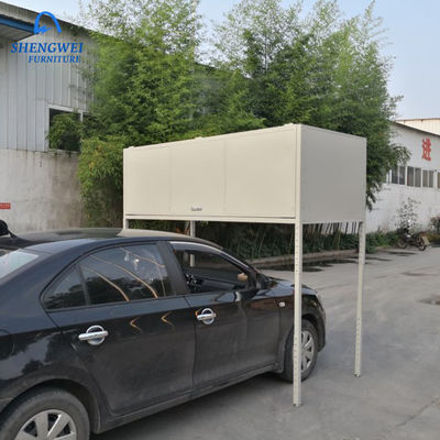 Gri Beyaz Garaj Aleti Üzerinde Araba Kaputu Metal Depo Dolabı