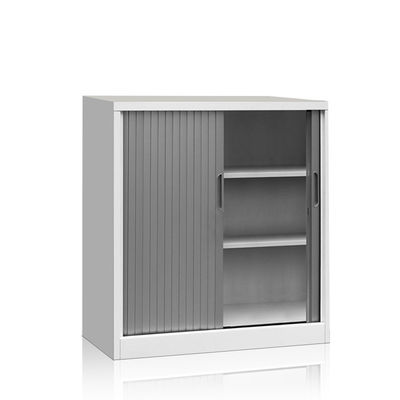 2 Ayarlanabilir Raflı Kepenk Kapıları Metal Yarım Boy Dolap