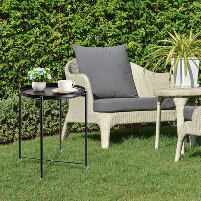 Küçük Kahve 21.5x19x1.9 İnç Kanepe Tepsili Yan Sehpa