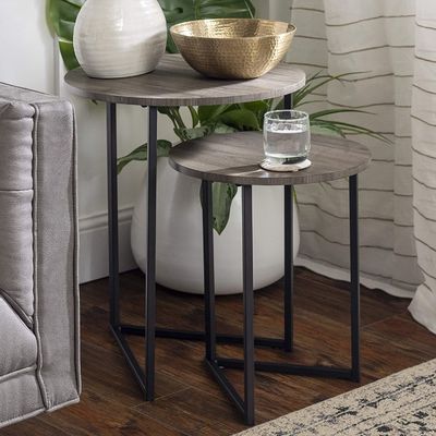 Yuvarlak Metal Taban Yan Oturma Odası Depolama 24 &quot;H Küçük Sehpa