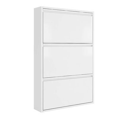 Beyaz Modern Tasarım Metal Depolama Dolabı 3 Katlı Ayakkabı Rafı Çelik Dolap