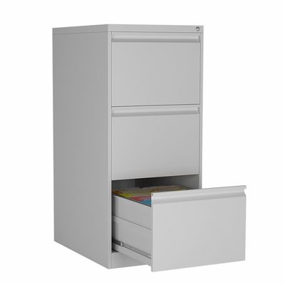 Büyük Depolama Alanı 3 Çekmeceli Yan Dosya Dolabı Metal Açık Gri